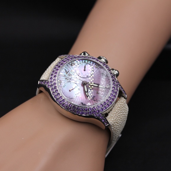 Diamond Amethyst 3.31 Tcw Unisex Watch main image 4